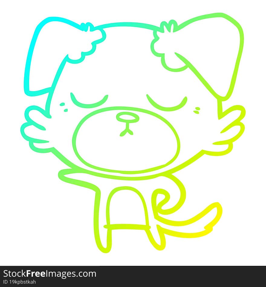 Cold Gradient Line Drawing Cute Cartoon Dog