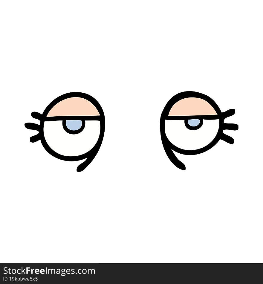 hand drawn doodle style cartoon tired eyes