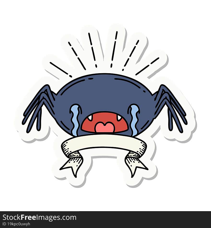 sticker of tattoo style crying spider