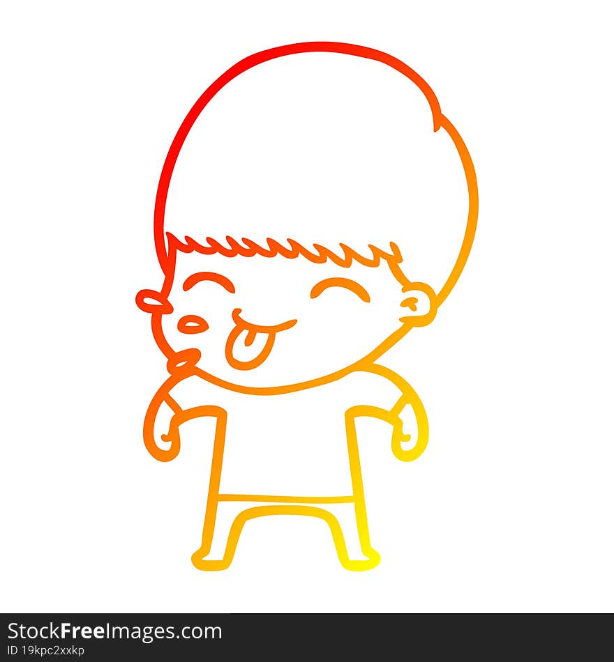 Warm Gradient Line Drawing Funny Cartoon Boy