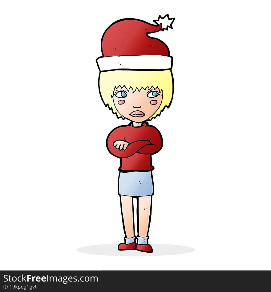 Cartoon Woman Ready For Christmas