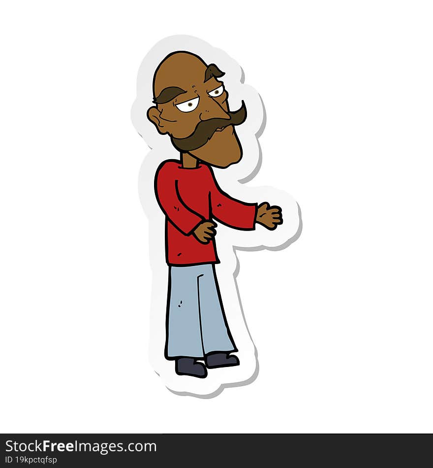 sticker of a cartoon old man with mustache