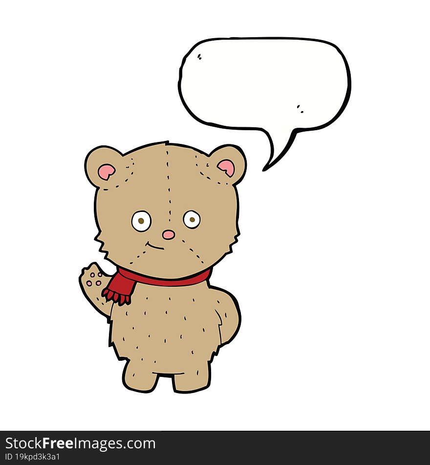 cartoon bear waving with speech bubble