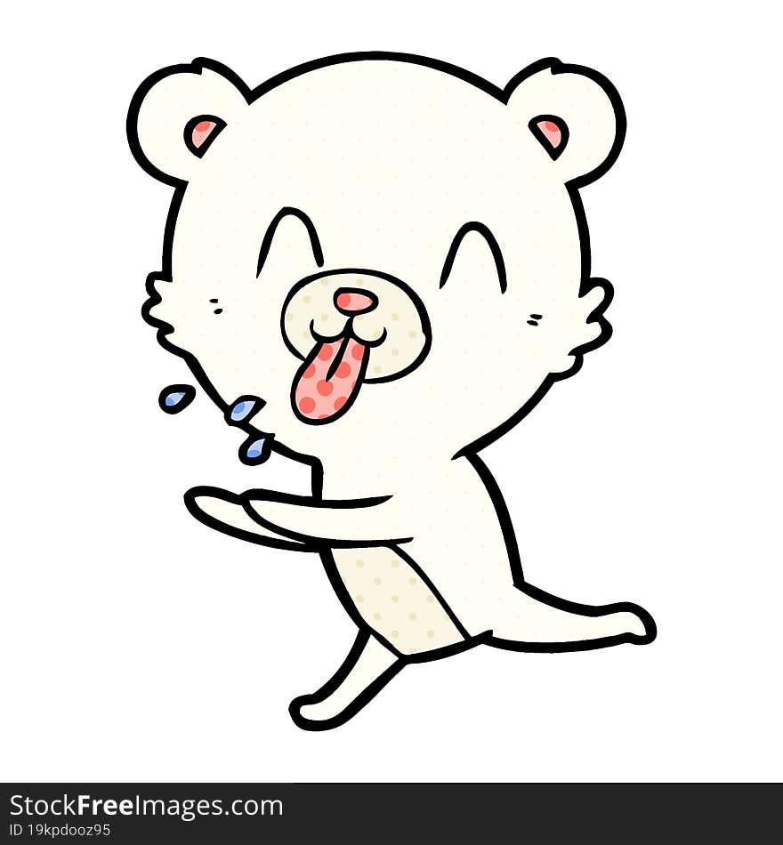 rude cartoon polar bear sticking out tongue. rude cartoon polar bear sticking out tongue