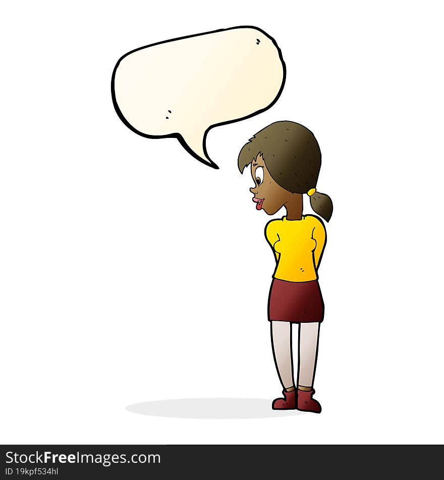 cartoon pretty girl with speech bubble