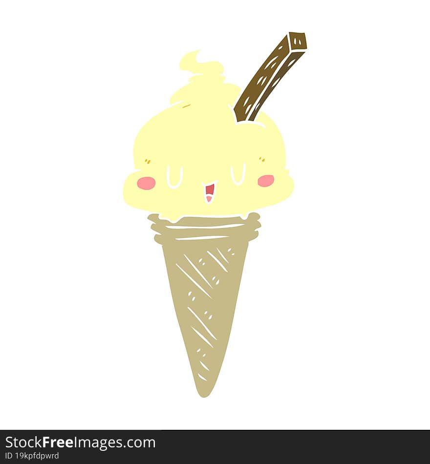 cute flat color style cartoon ice cream