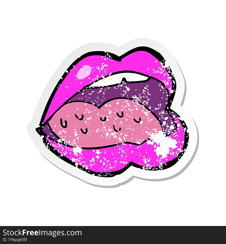 Retro Distressed Sticker Of A Cartoon Open Mouth