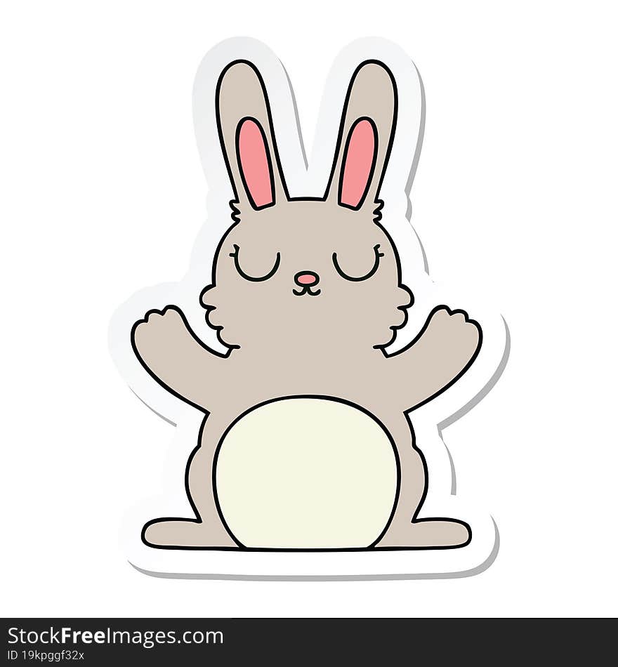 sticker of a quirky hand drawn cartoon rabbit