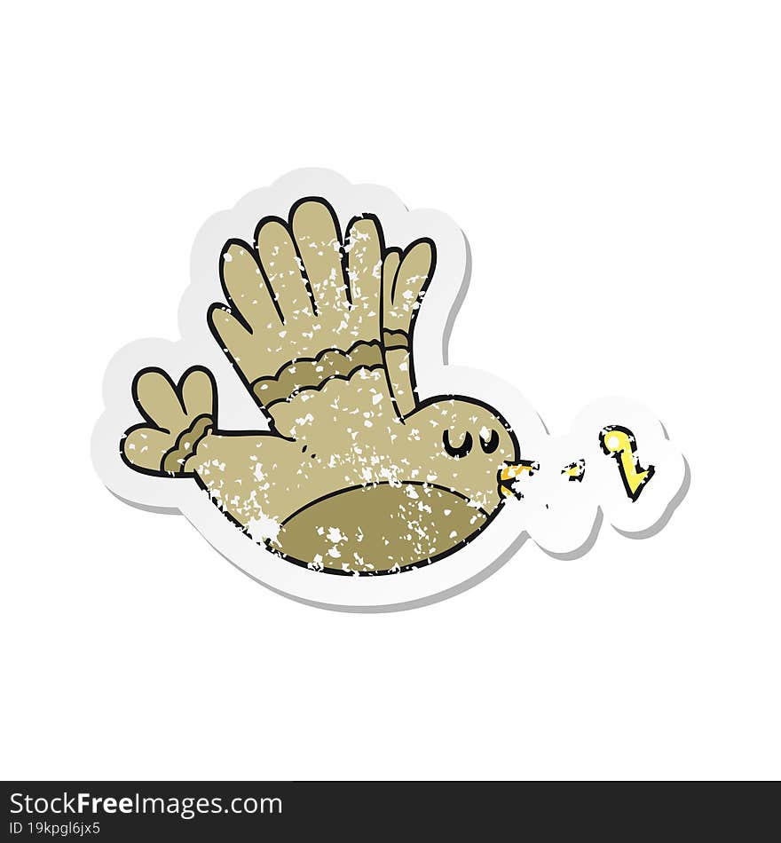 retro distressed sticker of a cartoon singing bird