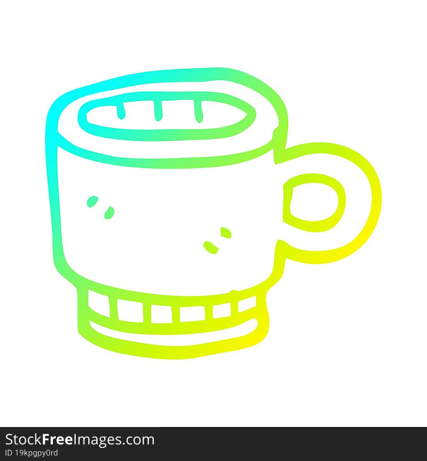 Cold Gradient Line Drawing Cartoon Coffee Mug