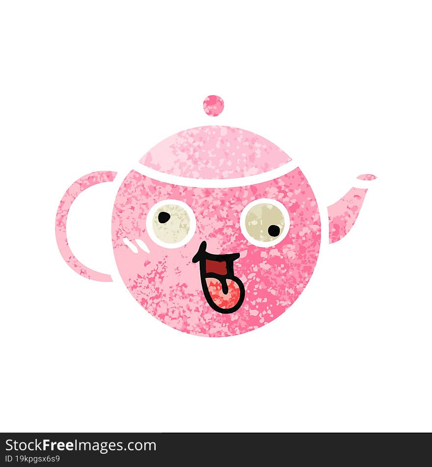 retro illustration style cartoon teapot