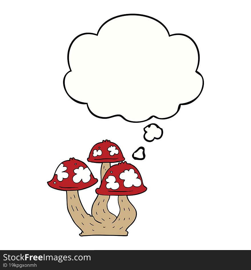 cartoon mushrooms with thought bubble. cartoon mushrooms with thought bubble