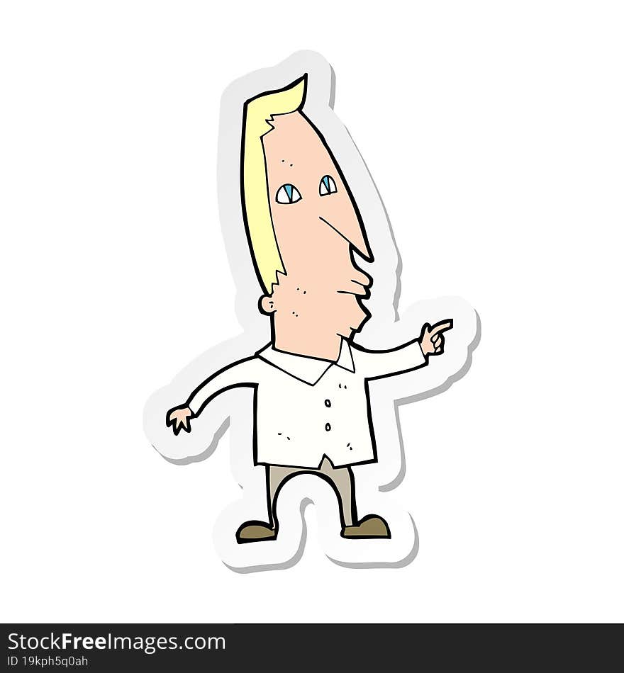 sticker of a cartoon pointing man