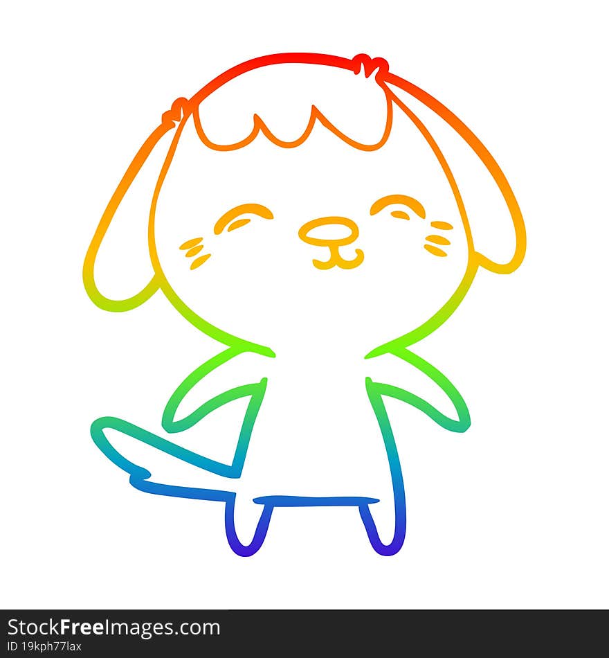 rainbow gradient line drawing of a happy cartoon dog