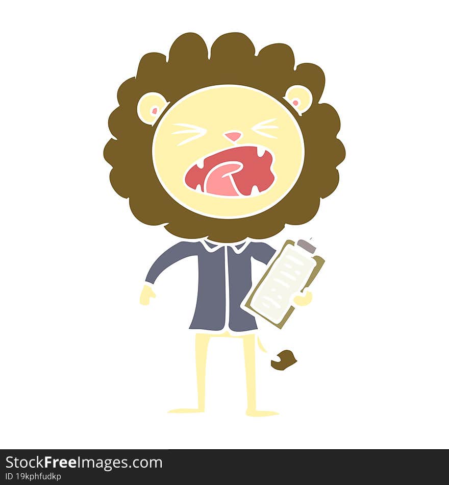 flat color style cartoon lion salesman