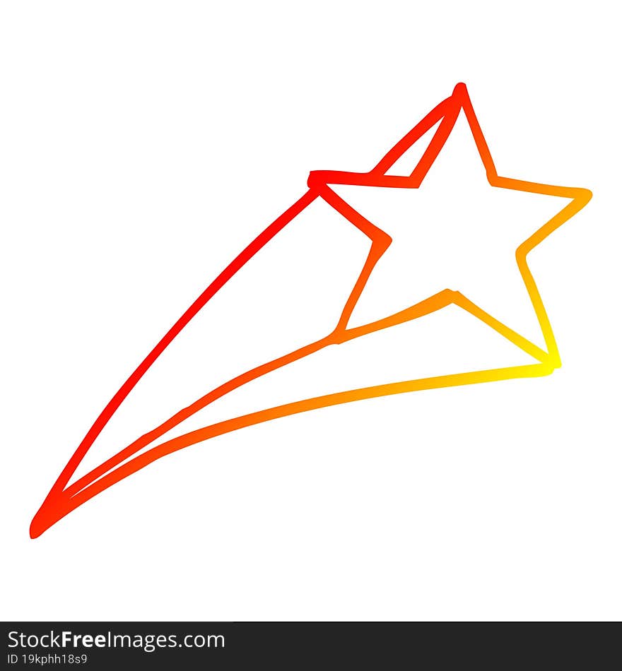 Warm Gradient Line Drawing Cartoon Shooting Star