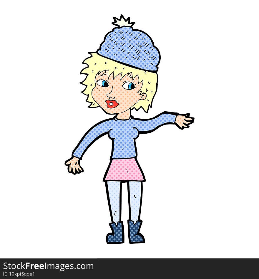 Cartoon Woman Wearing Hat