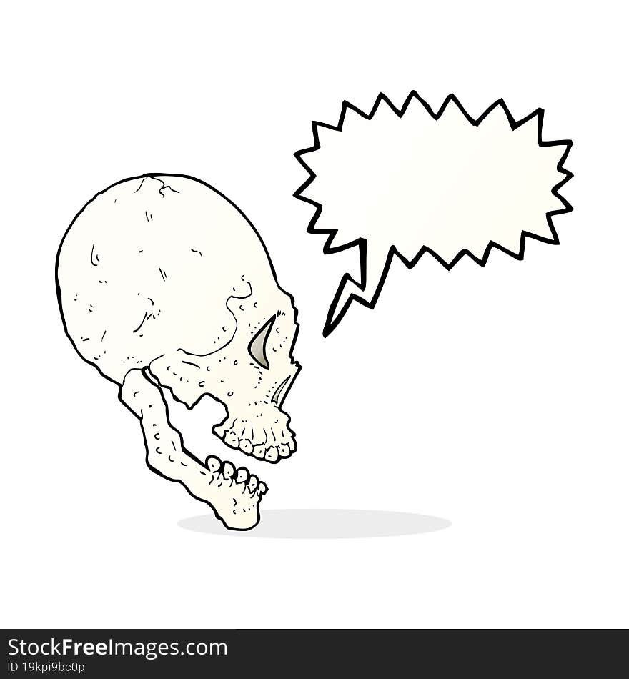 skull illustration with speech bubble