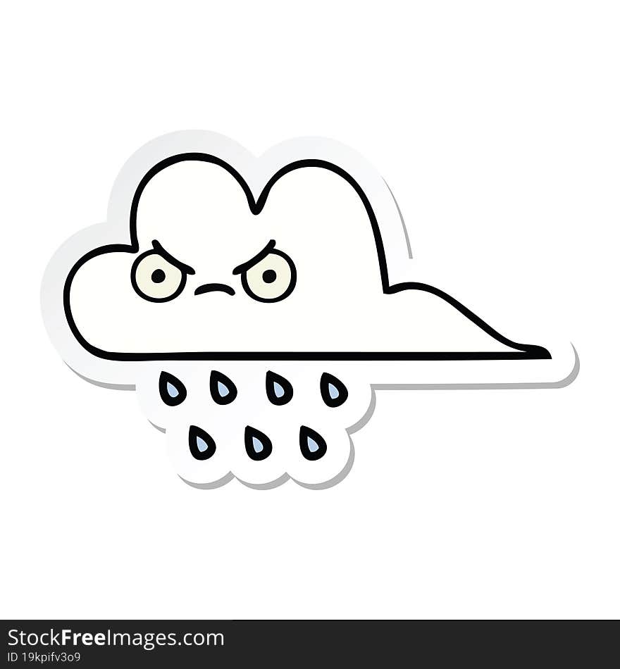 Sticker Of A Cute Cartoon Rain Cloud