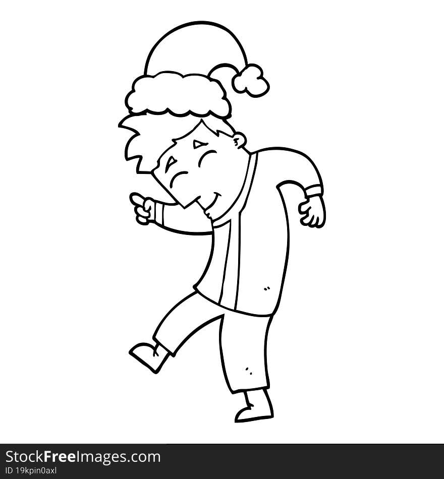 cartoon man wearing christmas hat