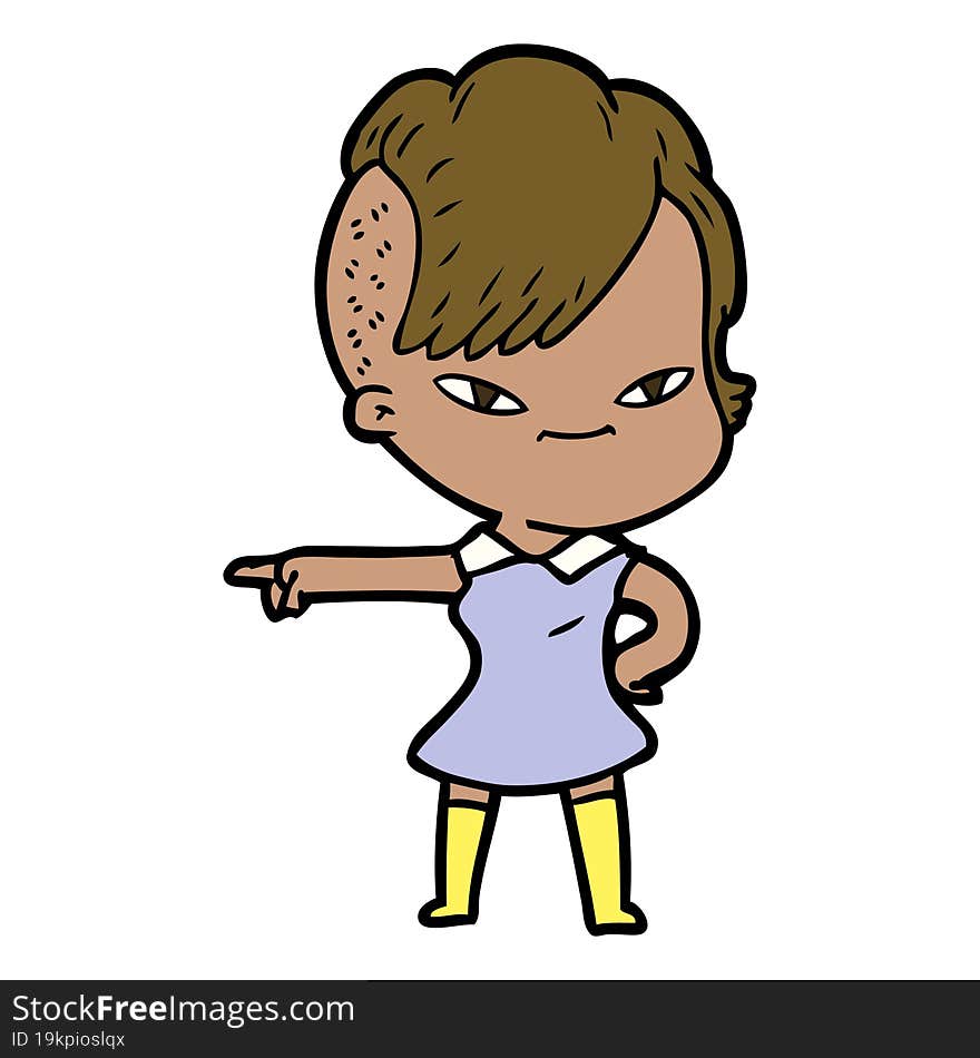 cute cartoon girl with hipster haircut. cute cartoon girl with hipster haircut