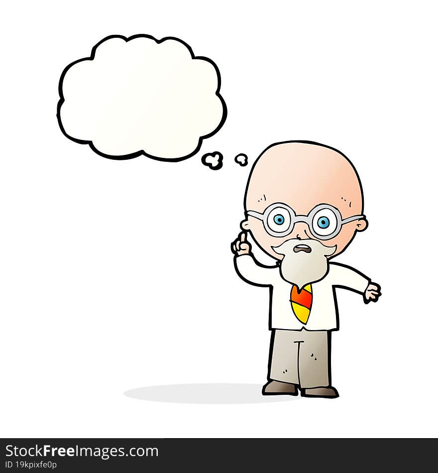 cartoon professor with thought bubble