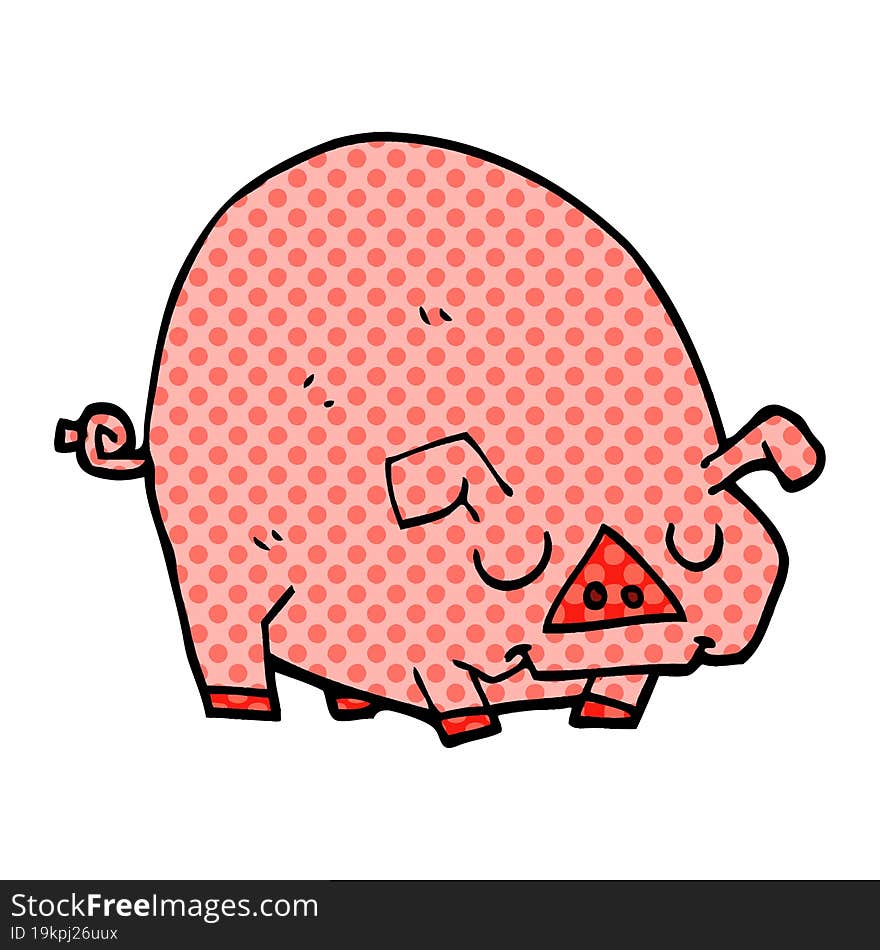 cartoon doodle fat pig