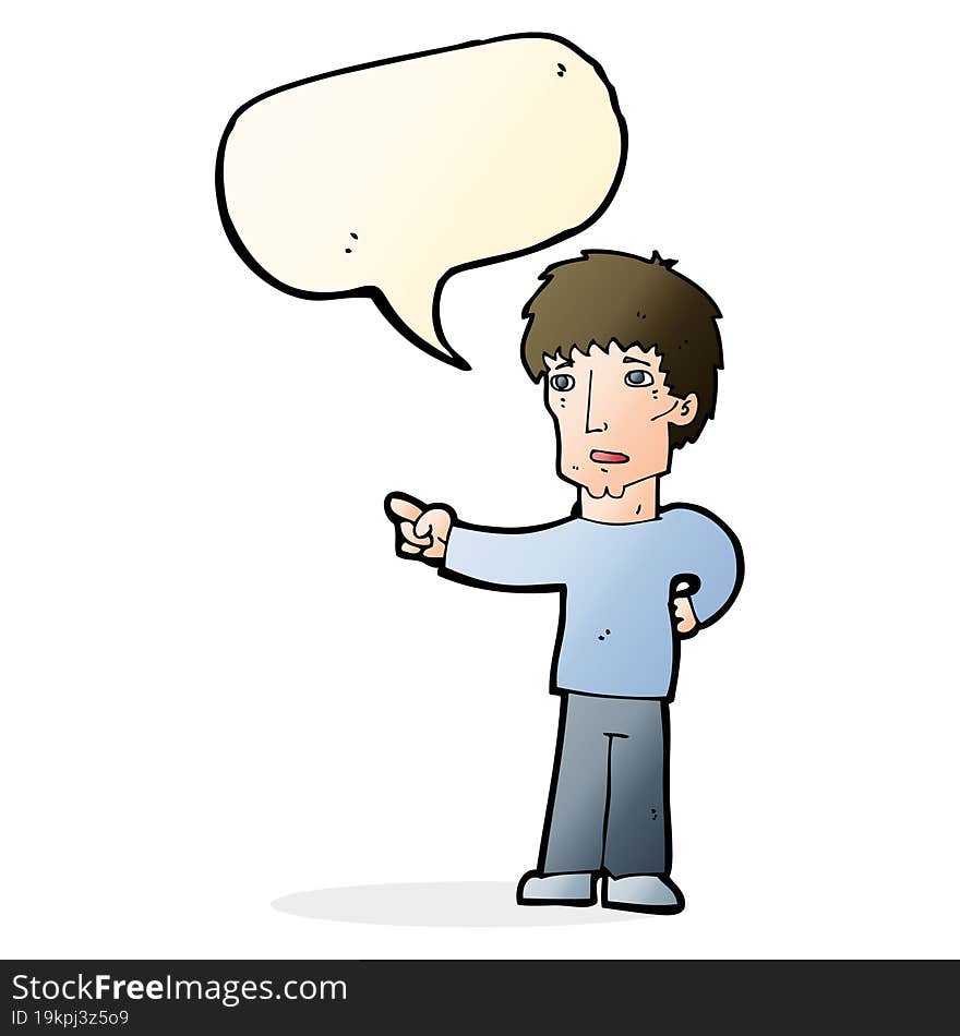 cartoon pointing man with speech bubble