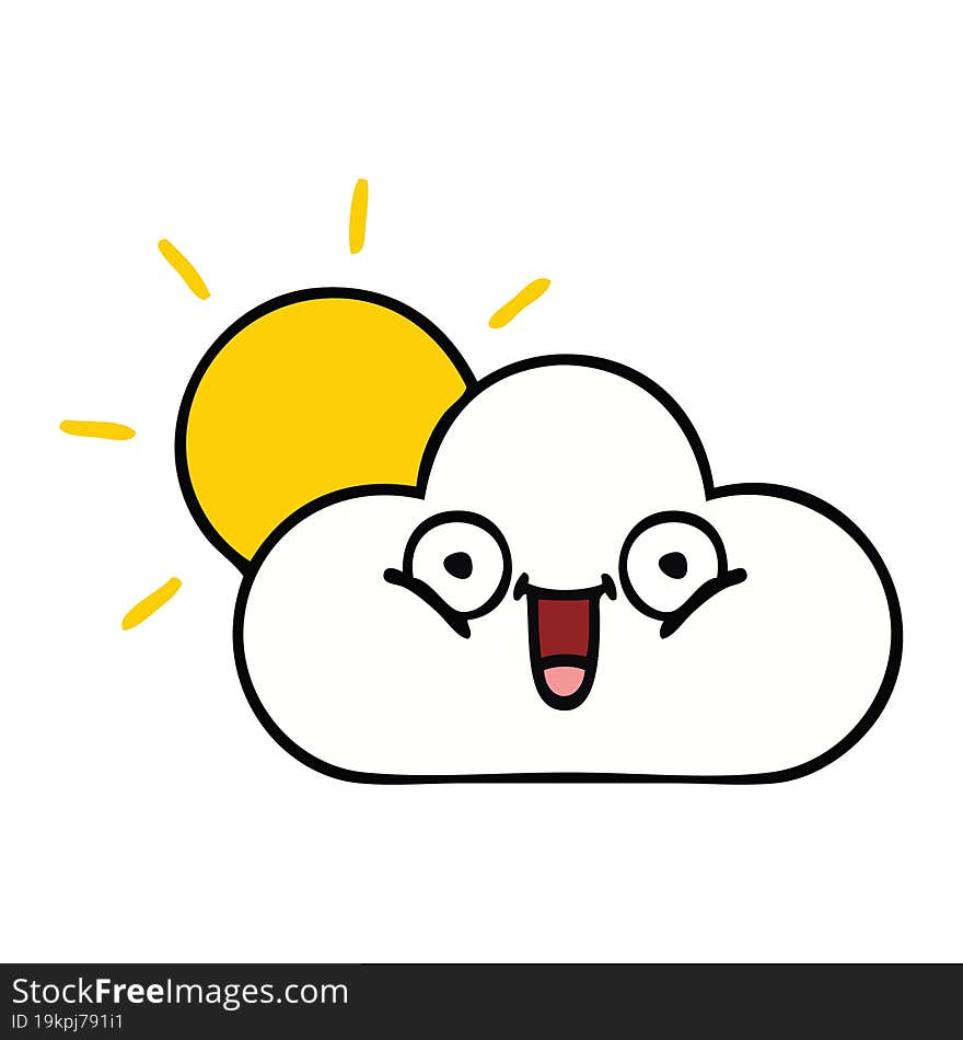 cute cartoon sunshine and cloud