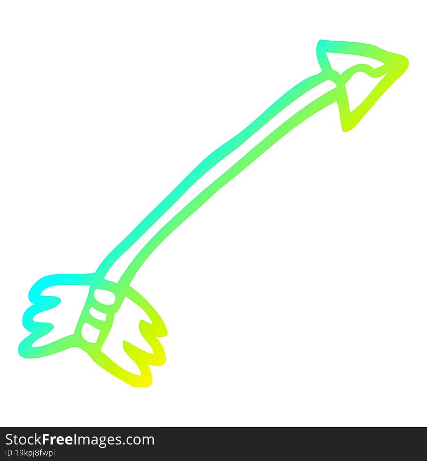 cold gradient line drawing cartoon flying arrow