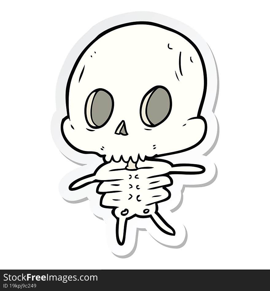 sticker of a cartoon skeleton