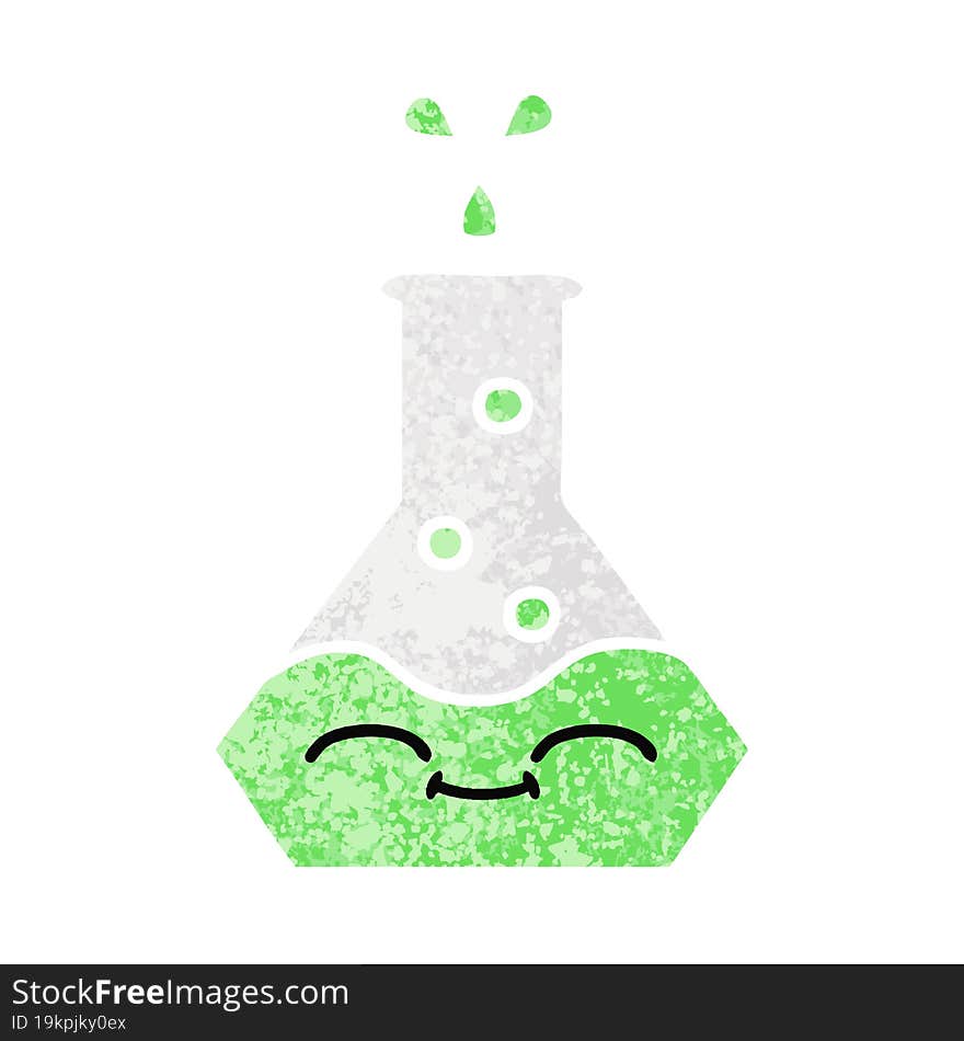 retro illustration style cartoon science beaker