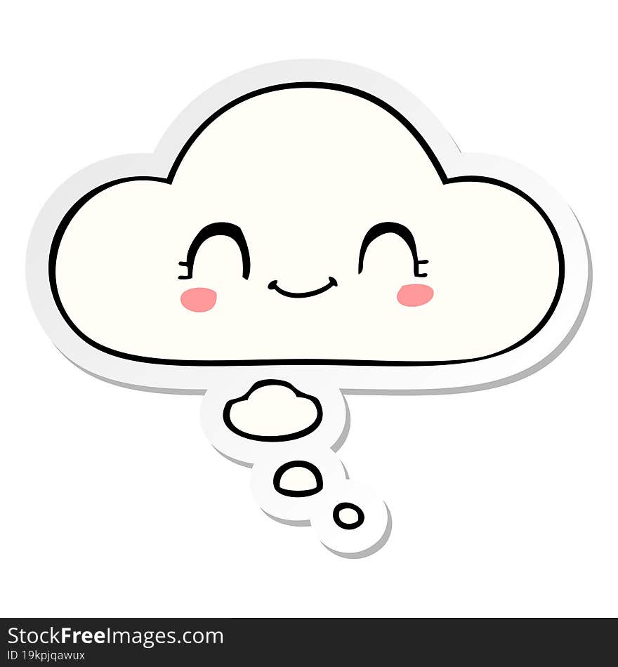 cute cartoon face with thought bubble as a printed sticker