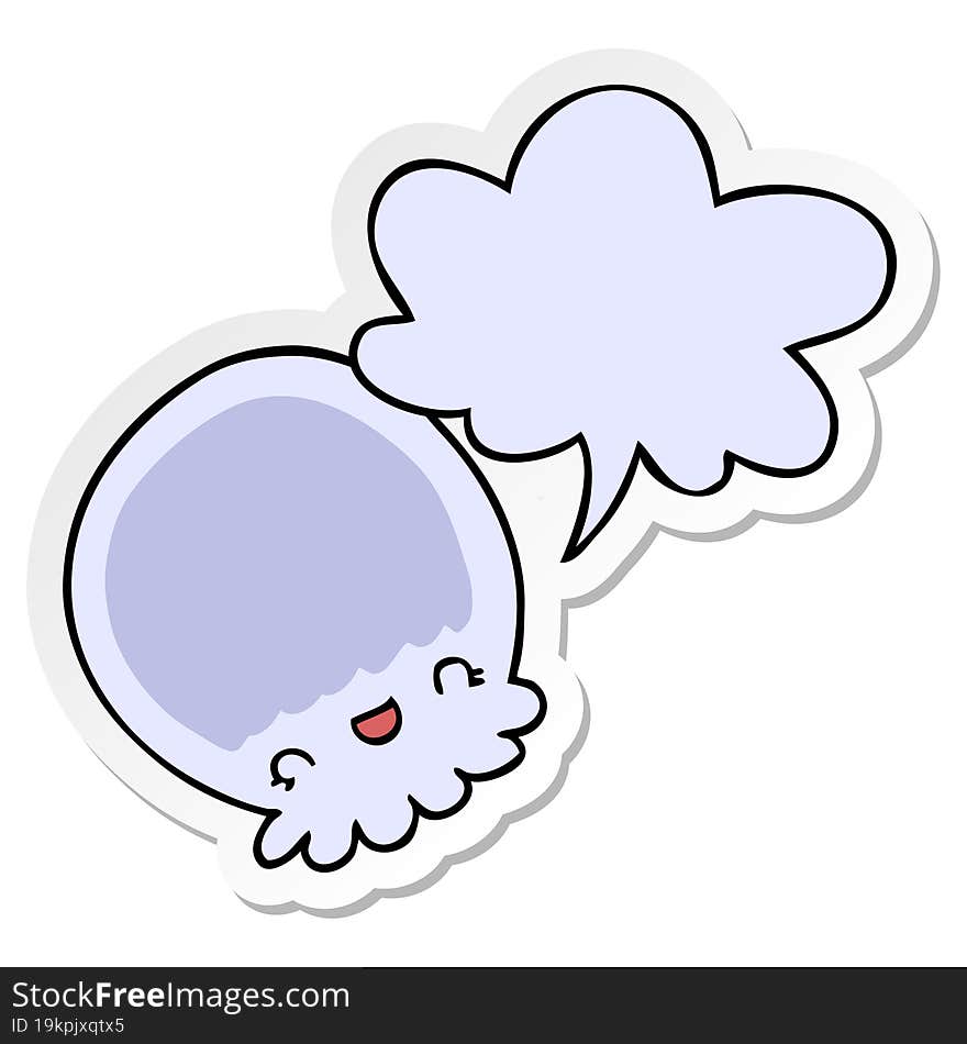 cartoon jellyfish and speech bubble sticker