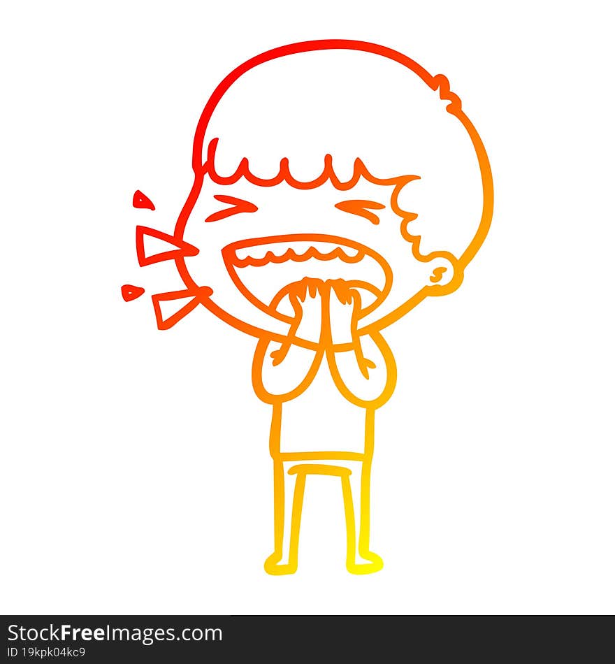 Warm Gradient Line Drawing Cartoon Laughing Man