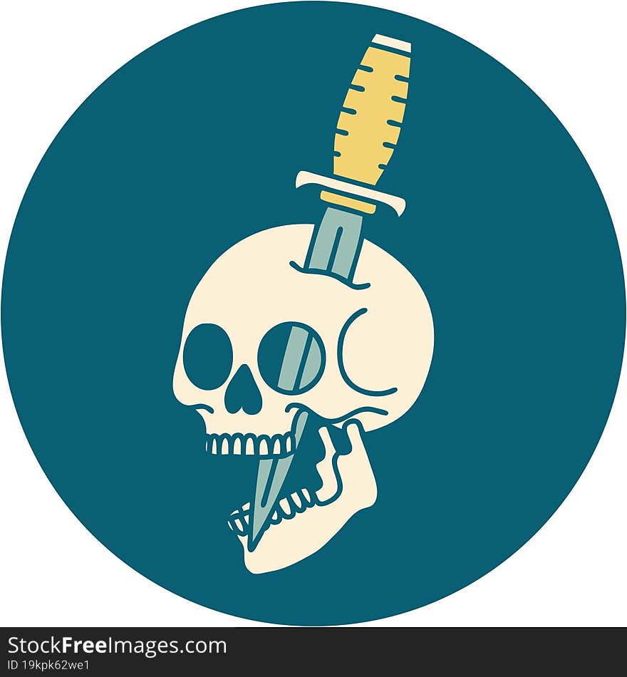 tattoo style icon of a skull and dagger