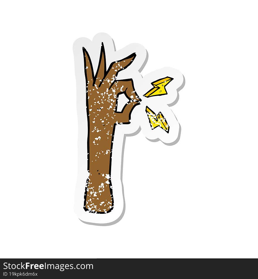 retro distressed sticker of a cartoon okay hand gesture