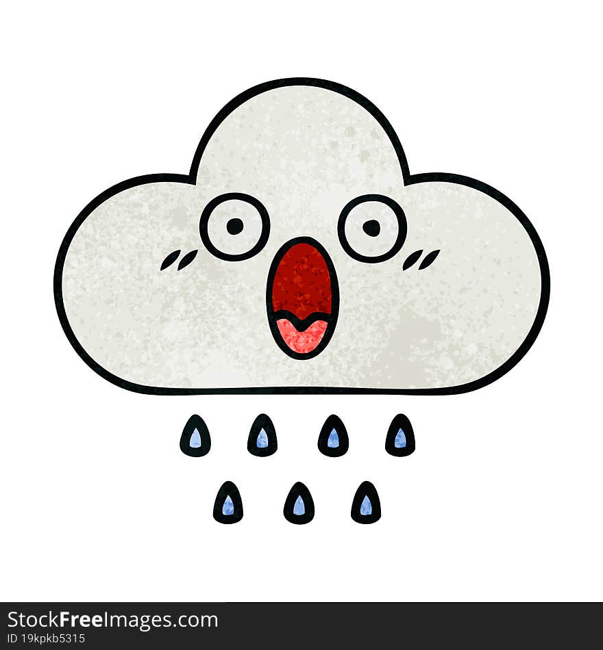 Retro Grunge Texture Cartoon Rain Cloud