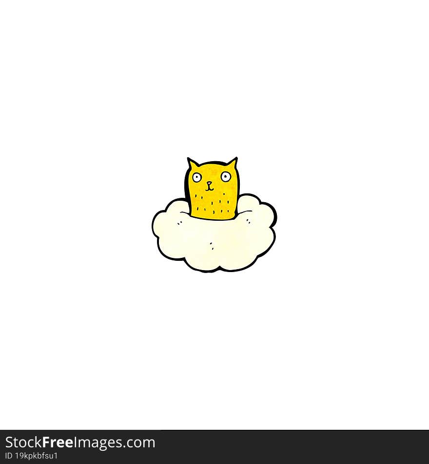 Cartoon Cat On Cloud