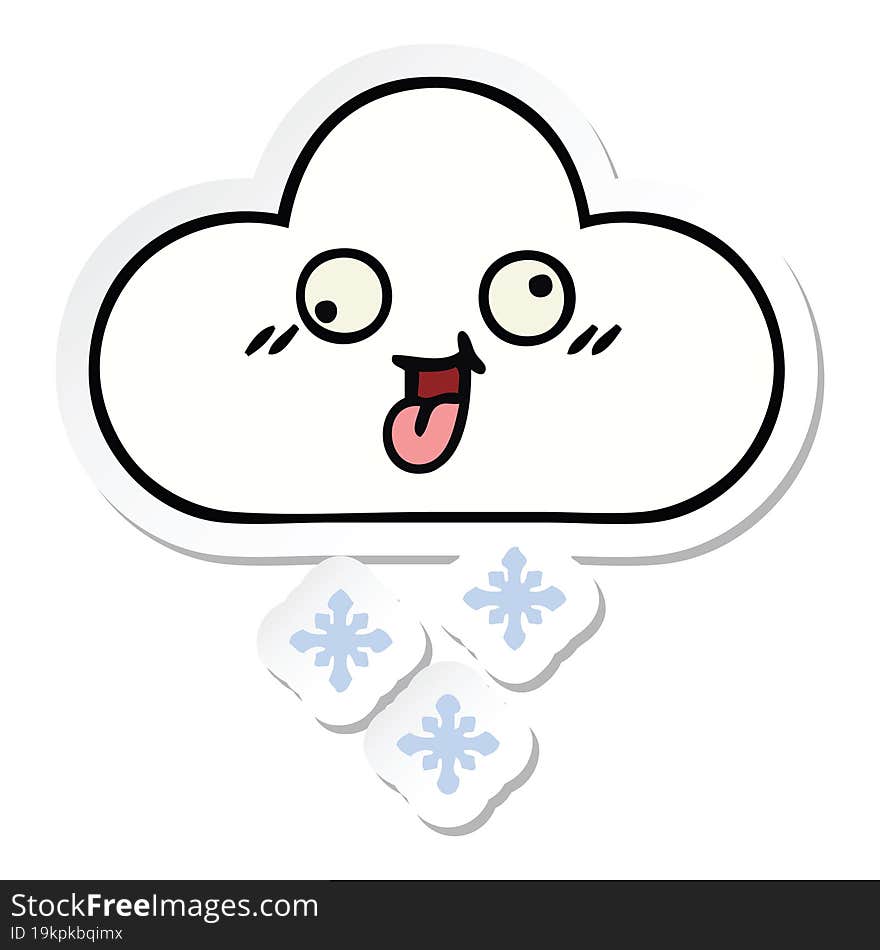 Sticker Of A Cute Cartoon Snow Cloud