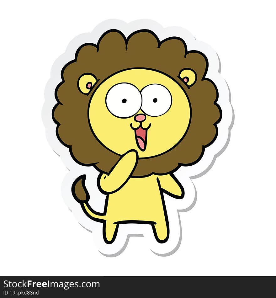 sticker of a happy cartoon lion