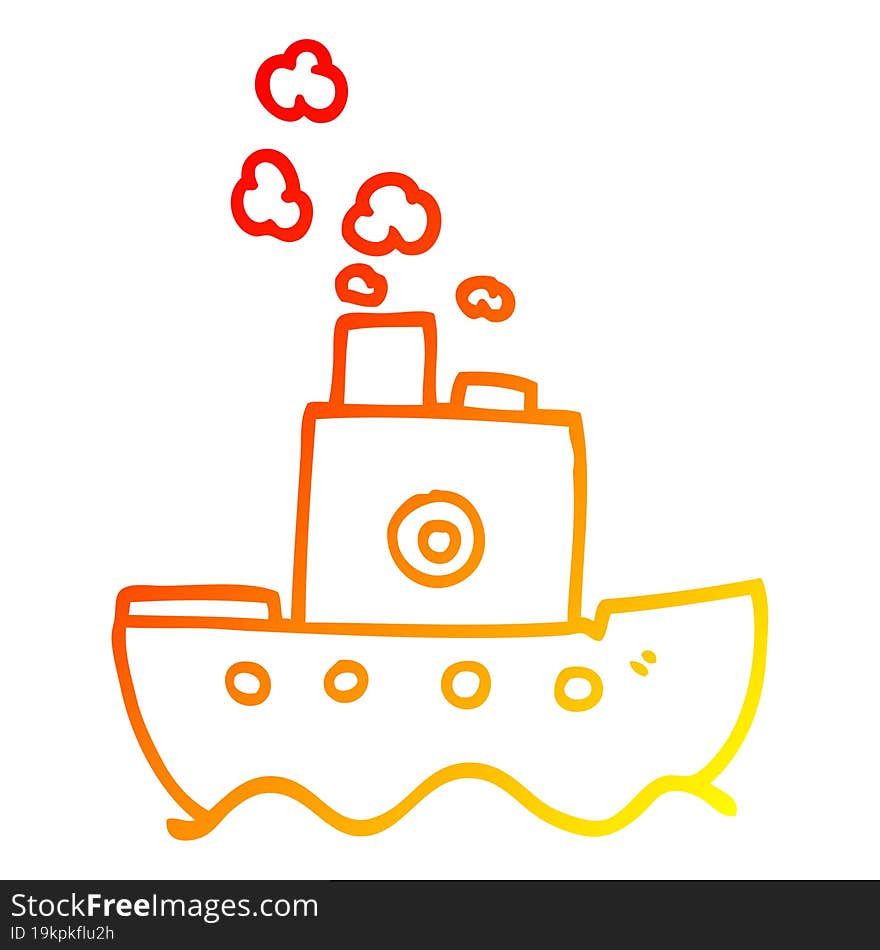 warm gradient line drawing cartoon ship