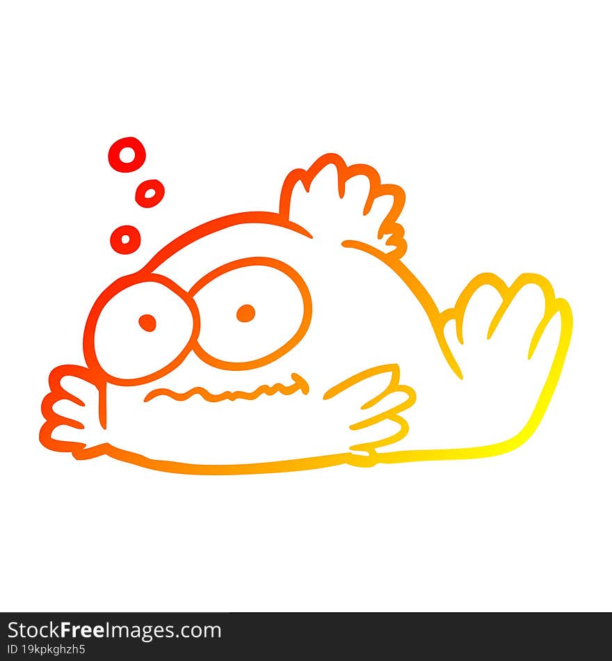 warm gradient line drawing funny goldfish