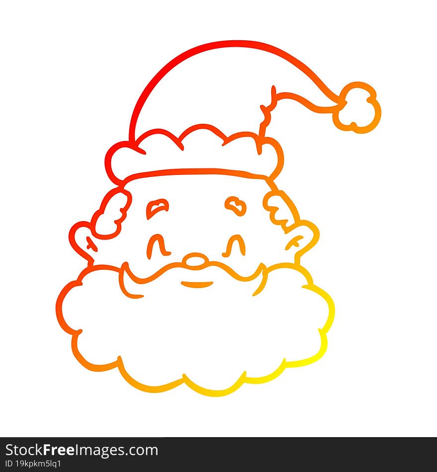 Warm Gradient Line Drawing Santa Claus Face