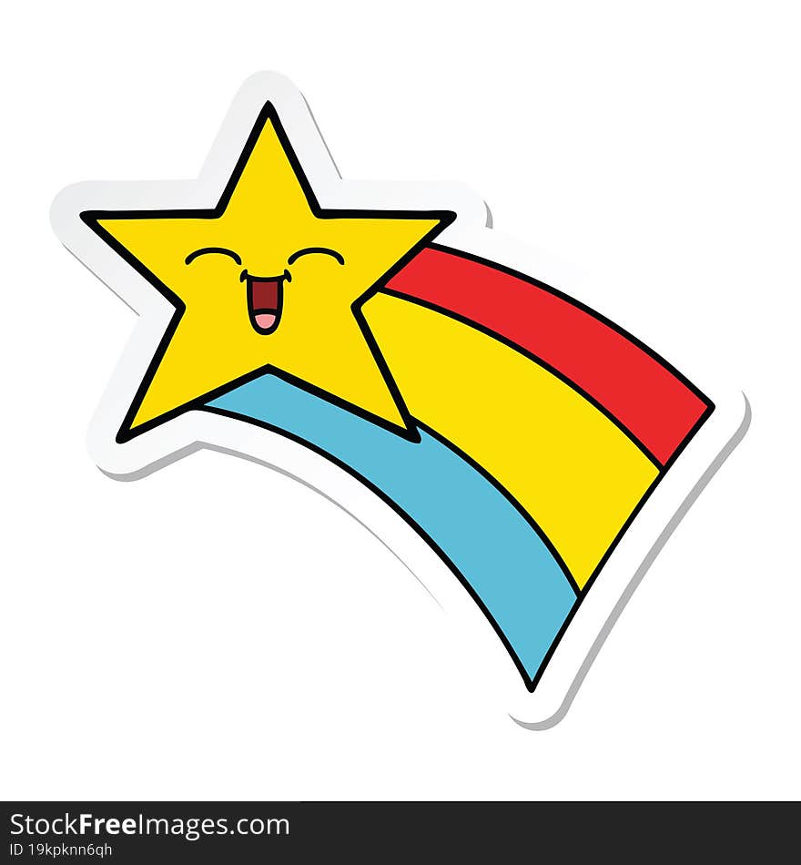 Sticker Of A Cute Cartoon Shooting Rainbow Star