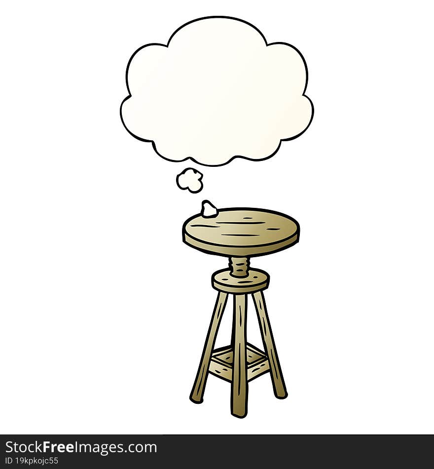 Cartoon Artist Stool And Thought Bubble In Smooth Gradient Style