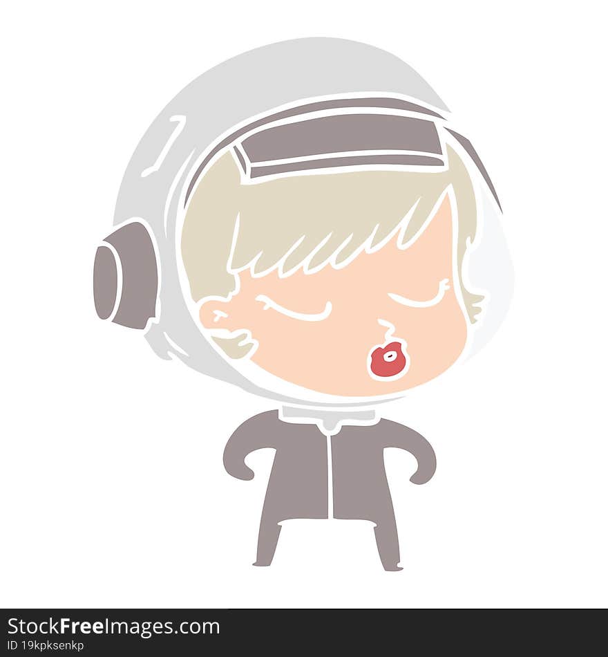 flat color style cartoon pretty astronaut girl