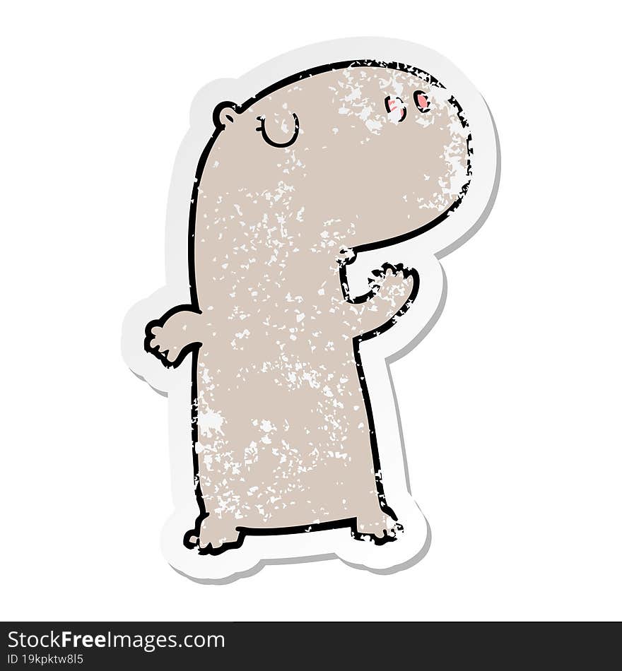 Distressed Sticker Of A Cartoon Hippopotamus