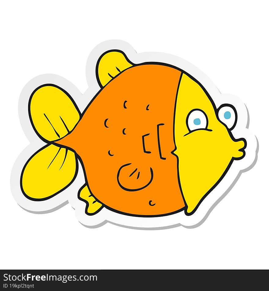 sticker of a cartoon funny fish