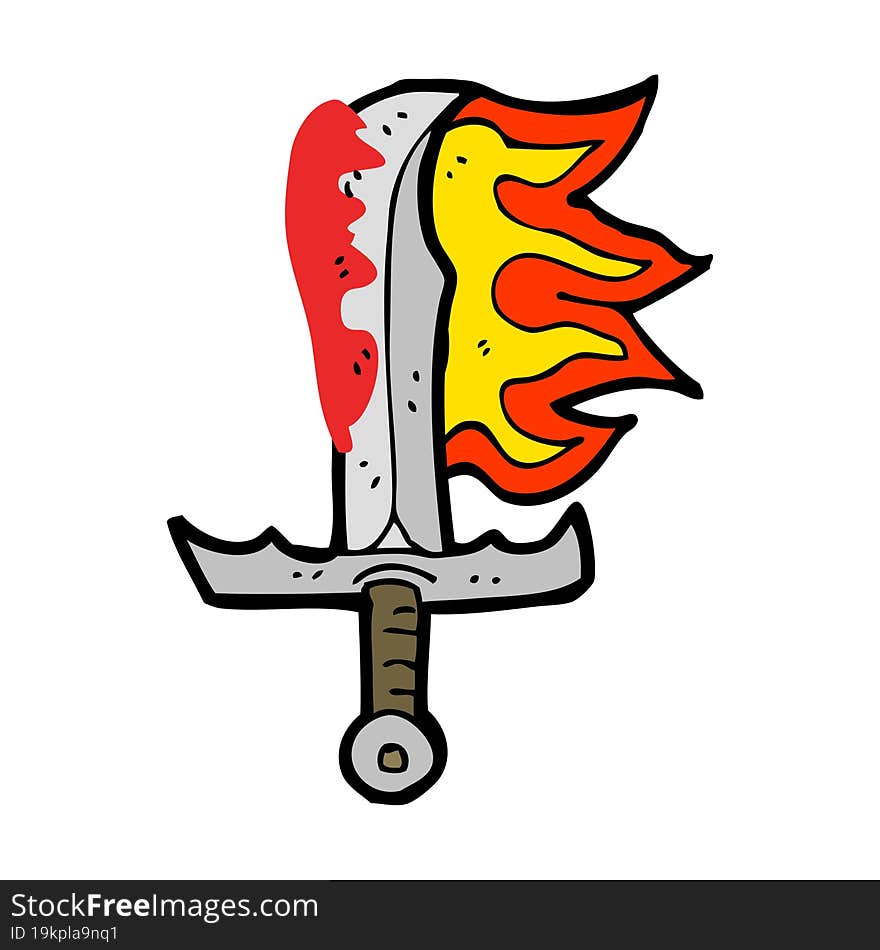 cartoon bloody sword